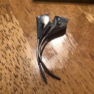 Vintage Sterling signed lily brooch